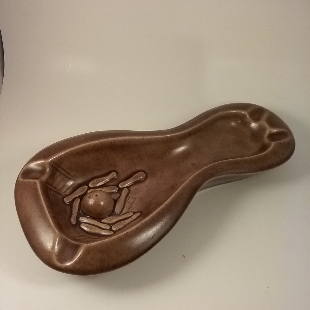 Mid Century  Ceramic Bowling Pin Ashtray